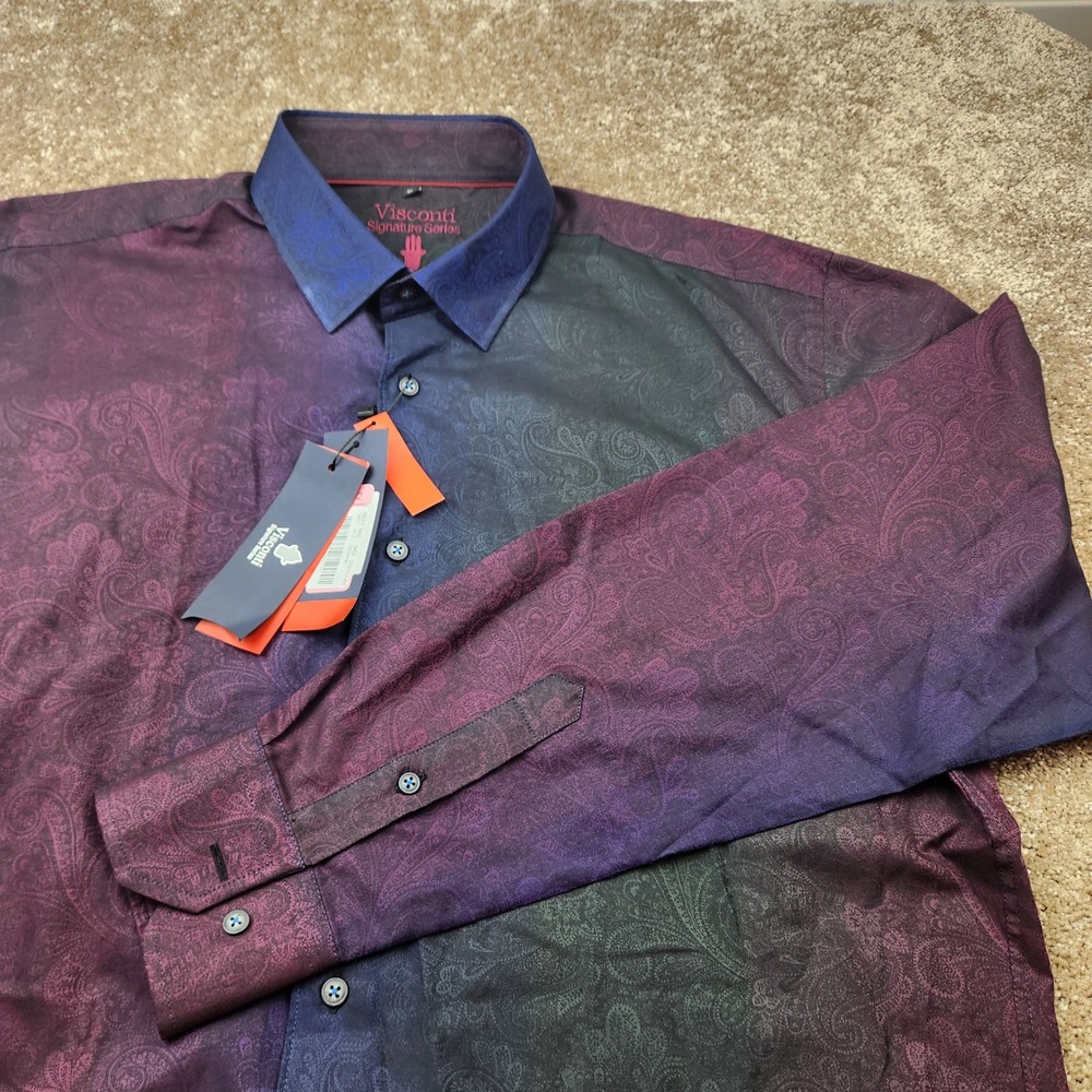 Visconti Signature Series Men XL Paisley Ombre Limited Edition Button Down Shirt